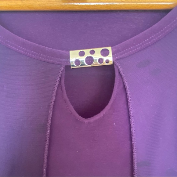 Dark purple blouse and jacket in one top with a metal embellishment on front - Picture 2 of 4